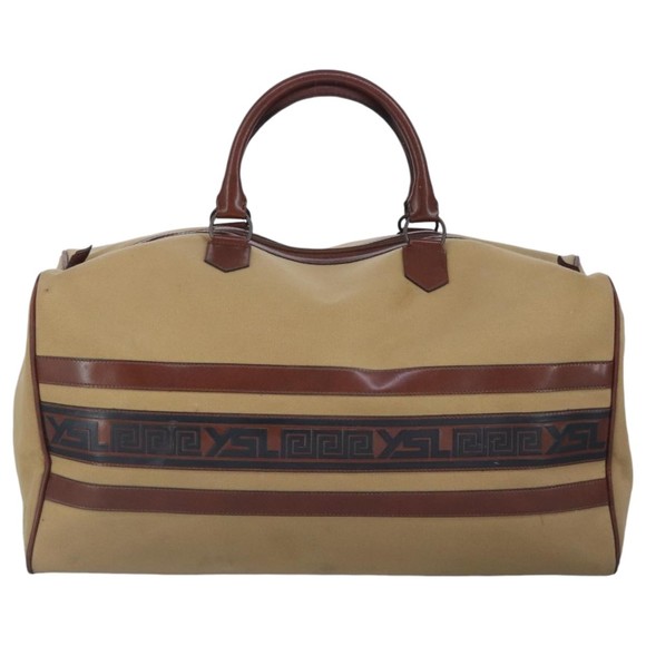 SAINT LAURENT Boston Bag Canvas Leather Brown Auth bs19295 - Picture 2 of 16